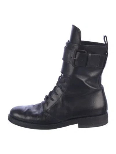 Pre-owned Ann Demeulemeester Leather Combat Boots In Black