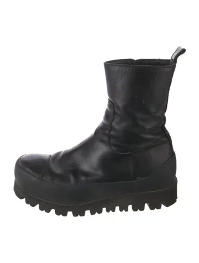 Pre-owned Ann Demeulemeester Leather Combat Boots In Black