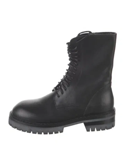 Pre-owned Ann Demeulemeester Leather Combat Boots In Black