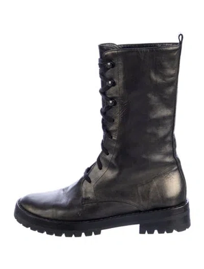 Pre-owned Ann Demeulemeester Leather Combat Boots In Black