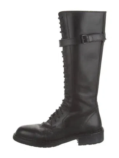 Pre-owned Ann Demeulemeester Leather Combat Boots In Black