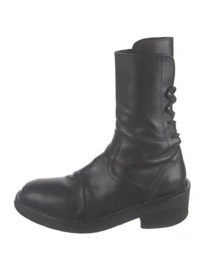 Pre-owned Ann Demeulemeester Leather Combat Boots In Black