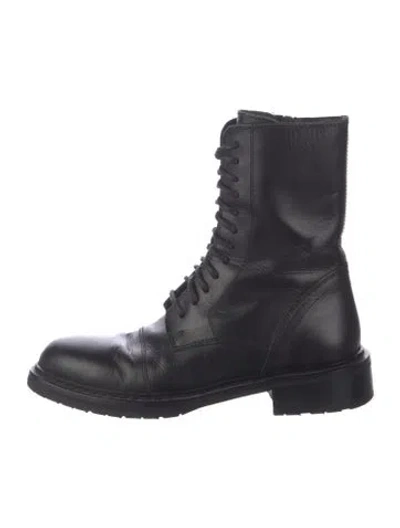 Pre-owned Ann Demeulemeester Leather Combat Boots In Black