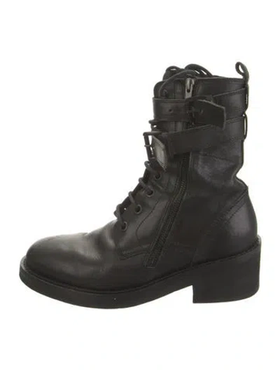 Pre-owned Ann Demeulemeester Leather Combat Boots In Black