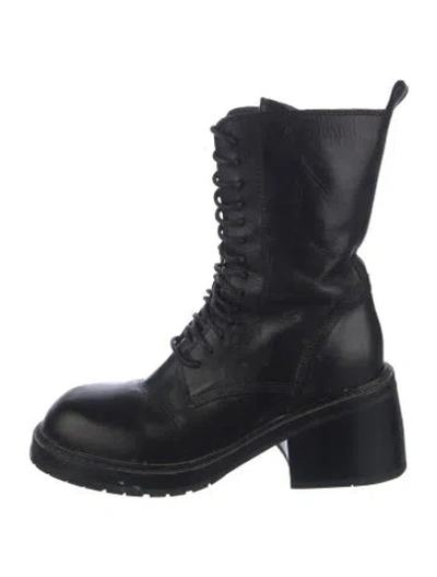 Pre-owned Ann Demeulemeester Leather Combat Boots In Black