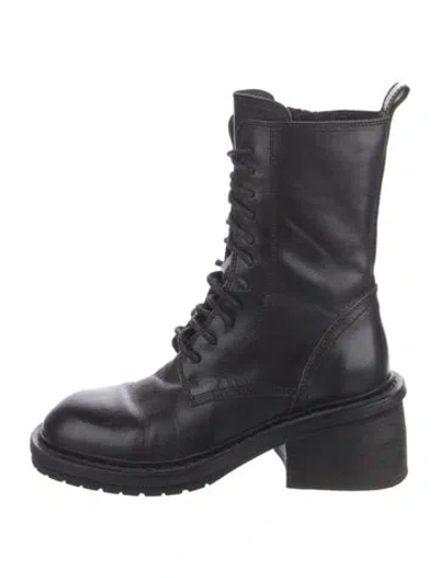 Pre-owned Ann Demeulemeester Leather Combat Boots In Black
