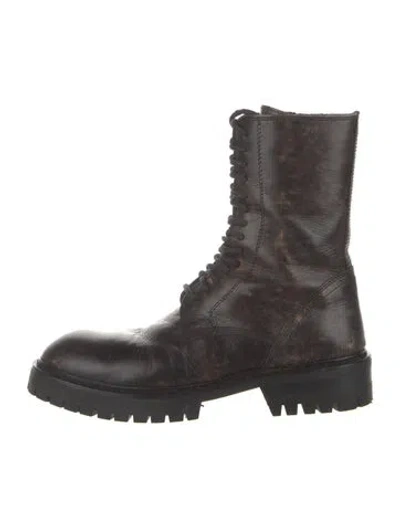 Pre-owned Ann Demeulemeester Leather Combat Boots In Multi