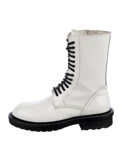 Pre-owned Ann Demeulemeester Leather Combat Boots In White