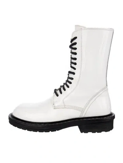 Pre-owned Ann Demeulemeester Leather Combat Boots In White