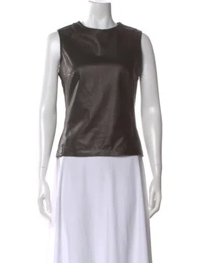 Pre-owned Ann Demeulemeester Leather Crew Neck Top In Black