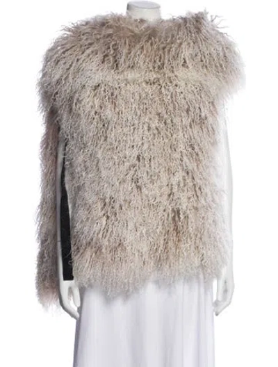 Pre-owned Ann Demeulemeester Leather Faux Fur Jacket In Neutral