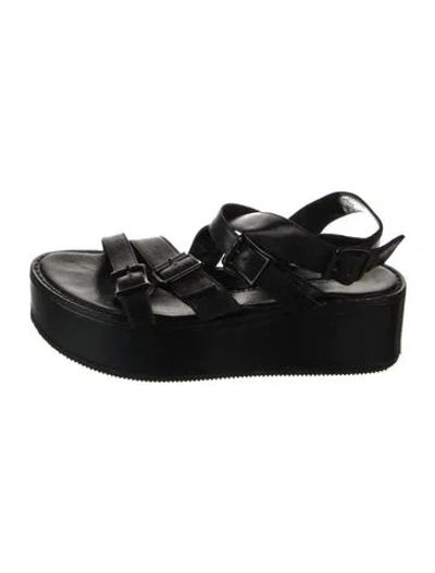 Pre-owned Ann Demeulemeester Leather Gladiator Sandals In Black