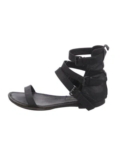 Pre-owned Ann Demeulemeester Leather Gladiator Sandals In Black
