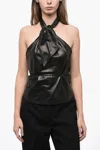 Ann Demeulemeester Leather Halter Top In Black