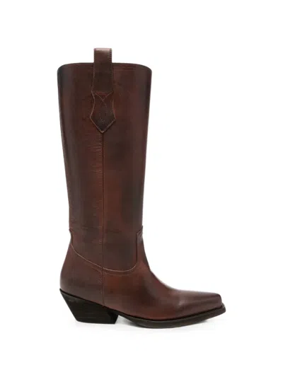 Ann Demeulemeester Leather Knee-high Boots In 브라운
