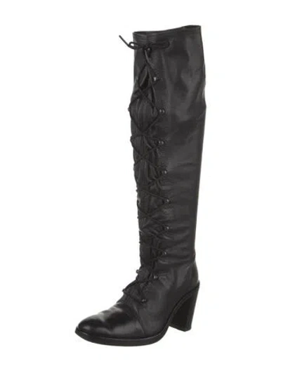 Pre-owned Ann Demeulemeester Leather Lace-up Boots In Black