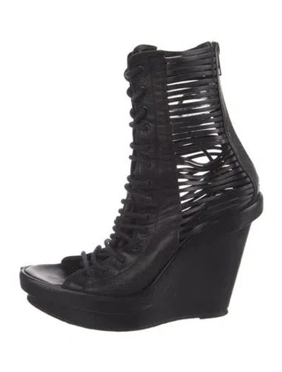 Pre-owned Ann Demeulemeester Leather Lace-up Boots In Black