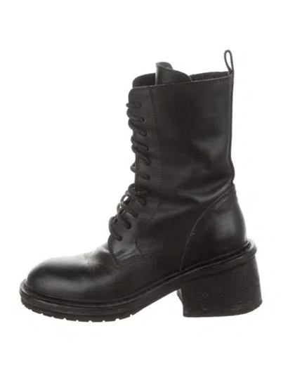 Pre-owned Ann Demeulemeester Leather Lace-up Boots In Black/blue