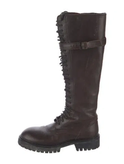 Pre-owned Ann Demeulemeester Leather Lace-up Boots In Brown