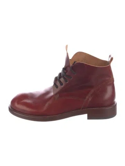 Pre-owned Ann Demeulemeester Leather Lace-up Boots In Burgundy
