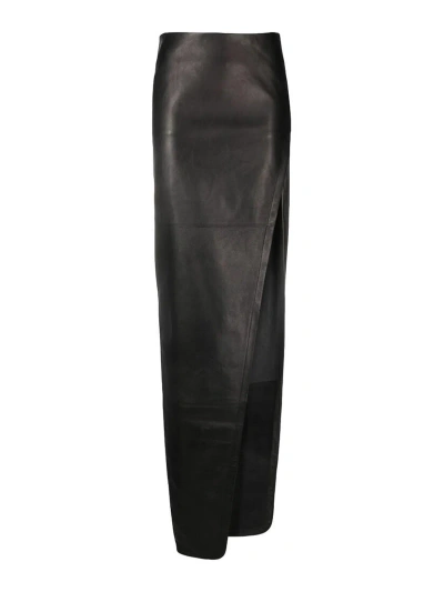 Ann Demeulemeester Leather Maxi Skirt In Black