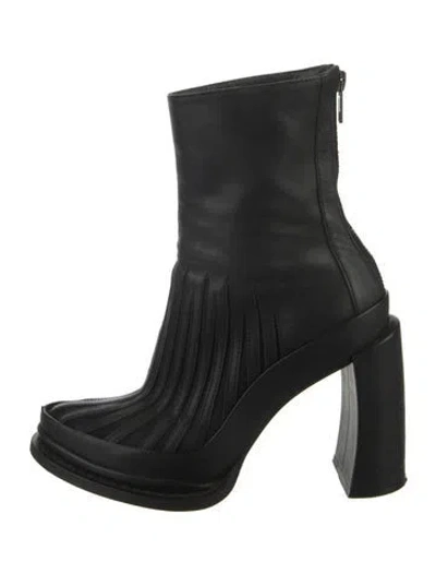 Pre-owned Ann Demeulemeester Leather Mesh Accents Boots In Black