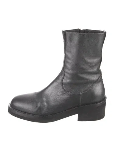 Pre-owned Ann Demeulemeester Leather Moto Boots In Black