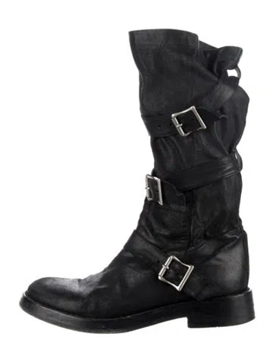 Pre-owned Ann Demeulemeester Leather Moto Boots In Black