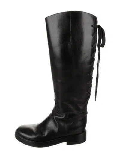 Pre-owned Ann Demeulemeester Leather Riding Boots In Black