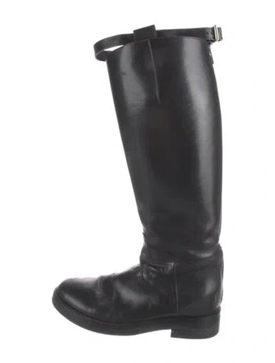 Pre-owned Ann Demeulemeester Leather Riding Boots In Black