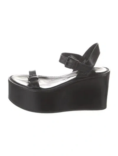 Pre-owned Ann Demeulemeester Leather Slingback Sandals In Black