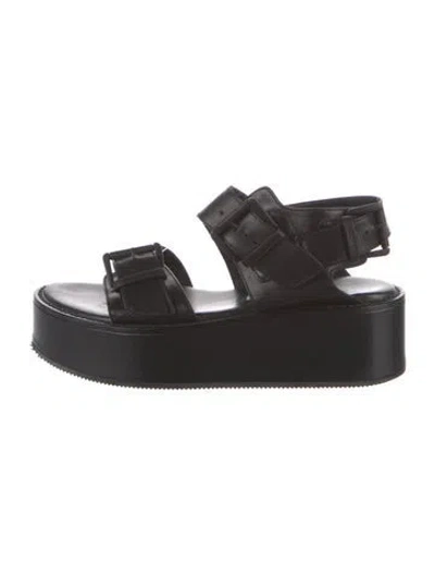 Pre-owned Ann Demeulemeester Leather Slingback Sandals In Black