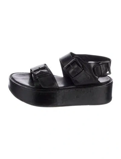 Pre-owned Ann Demeulemeester Leather Slingback Sandals In Black