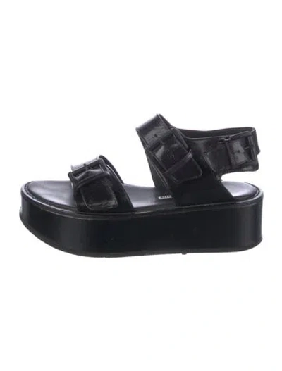 Pre-owned Ann Demeulemeester Leather Slingback Sandals In Black