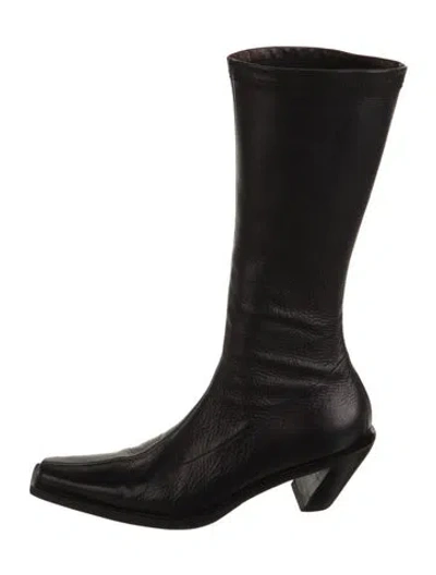 Pre-owned Ann Demeulemeester Leather Sock Boots In Black
