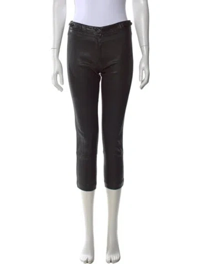 Pre-owned Ann Demeulemeester Leather Straight Leg Pants In Black
