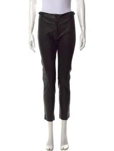 Pre-owned Ann Demeulemeester Leather Straight Leg Pants In Black