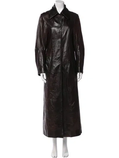 Pre-owned Ann Demeulemeester Leather Trench Coat In Brown