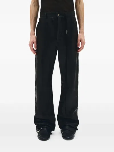 Ann Demeulemeester Leather Trousers In Black