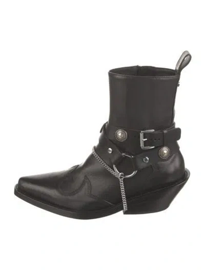 Pre-owned Ann Demeulemeester Leather Western Boots In Black