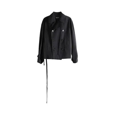 Pre-owned Ann Demeulemeester Leni Double Breasted Cropped Trench Coat 'black' | Women's Size 40