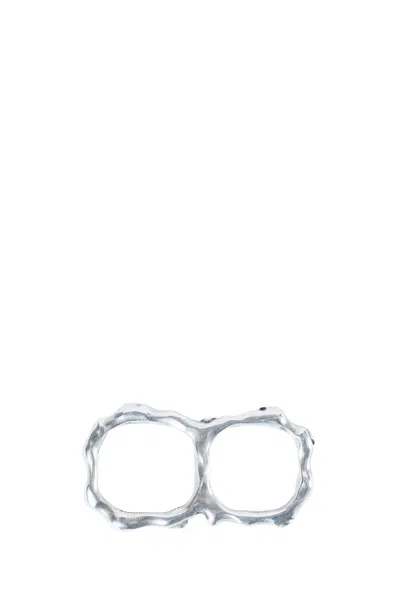 Ann Demeulemeester Lenja Futuristic Fine Thorn Double Ring In Silver