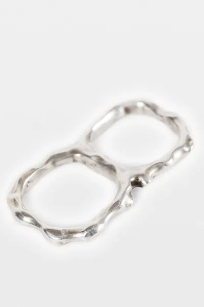Ann Demeulemeester Lenja Futuristic Fine Thorn Double Ring In Silver