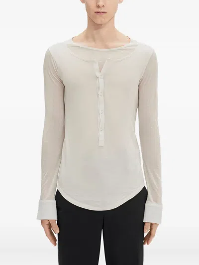 Ann Demeulemeester Leo Cotton Jersey Top In Neutral