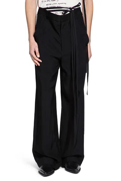 Ann Demeulemeester Cyrus Cady Satin Wide Leg Trousers In Black