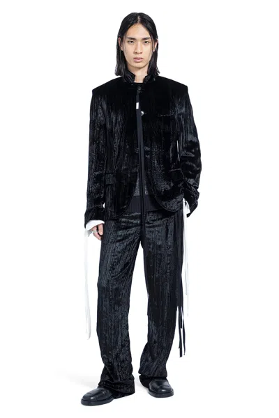 Ann Demeulemeester Leon Trousers In Froissé Velvet In Black