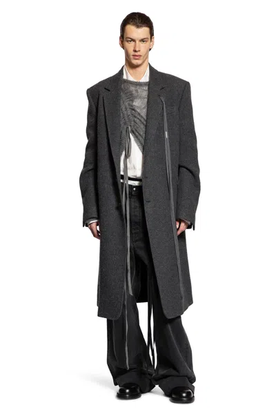 Ann Demeulemeester Leonard Beaver Wool Coat In Black