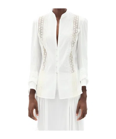Ann Demeulemeester Lidy Open Front Shirt With Lace Ribbons In White