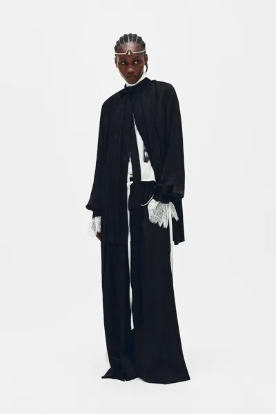 Ann Demeulemeester Likki Comfort Pleated Shirt With Detachable Foulard In Multicolor