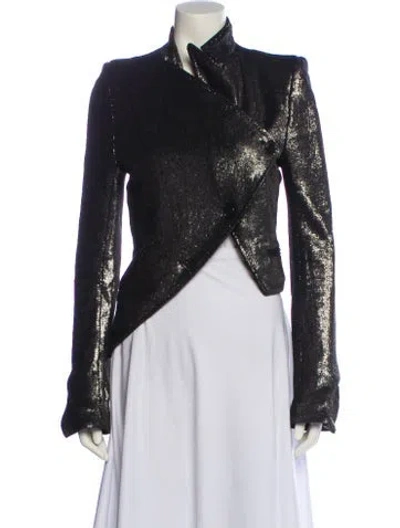 Pre-owned Ann Demeulemeester Linen Biker Jacket In Black